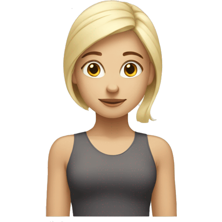 Blonde girl in asana.  emoji