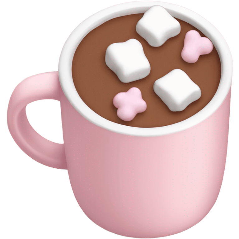 Light Pink mug of hot chocolate with marshmallows  emoji