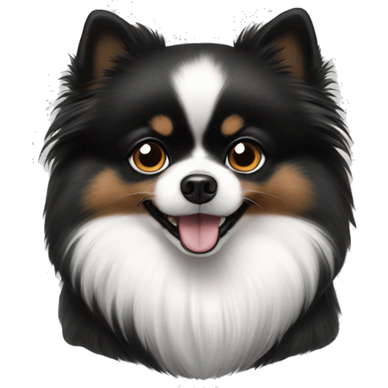 Black and white Pomeranian spits emoji