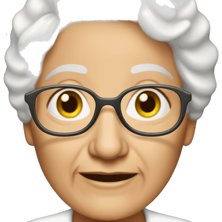 old white grandmother blogger with iPhone emoji