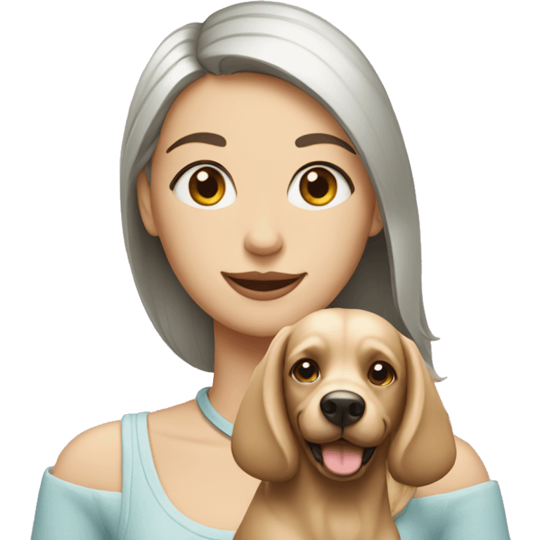 Fair girl with dog and a heart emoji