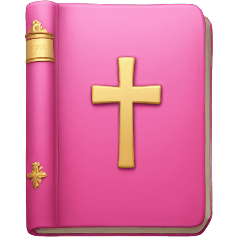 Pink Bible with a cross emoji