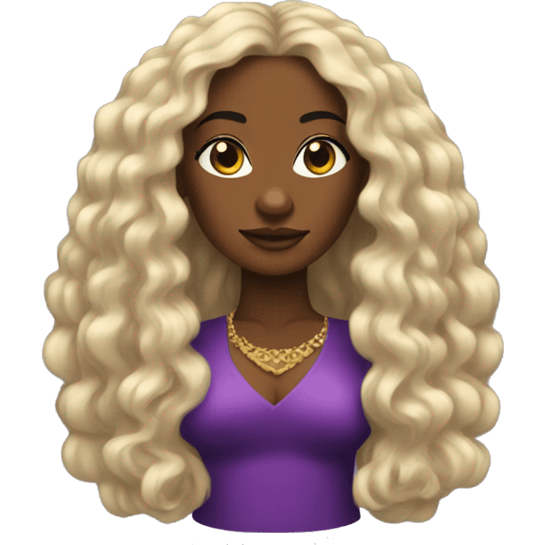 African American queen long hair emoji