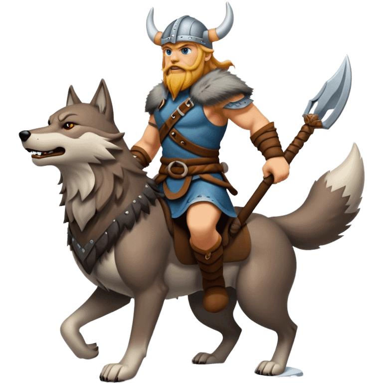 Viking Warrior Riding A Wolf  emoji