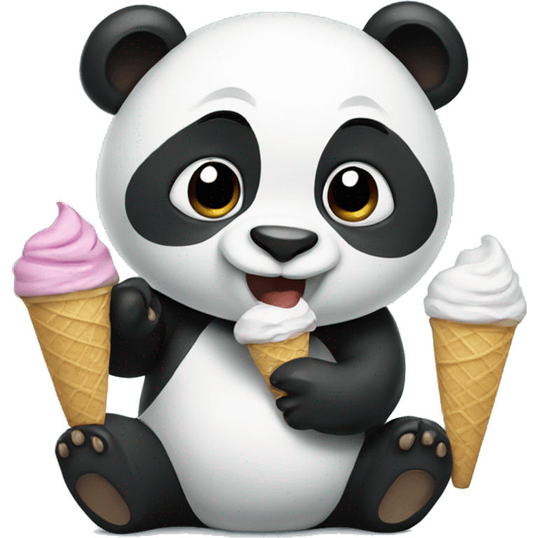 Panda eating ice cream emoji