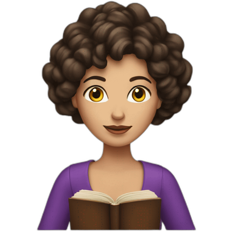 Brunette Queen with book emoji