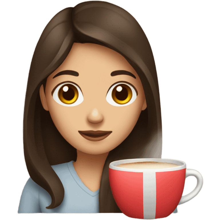 brunette girl with cup of coffee  emoji