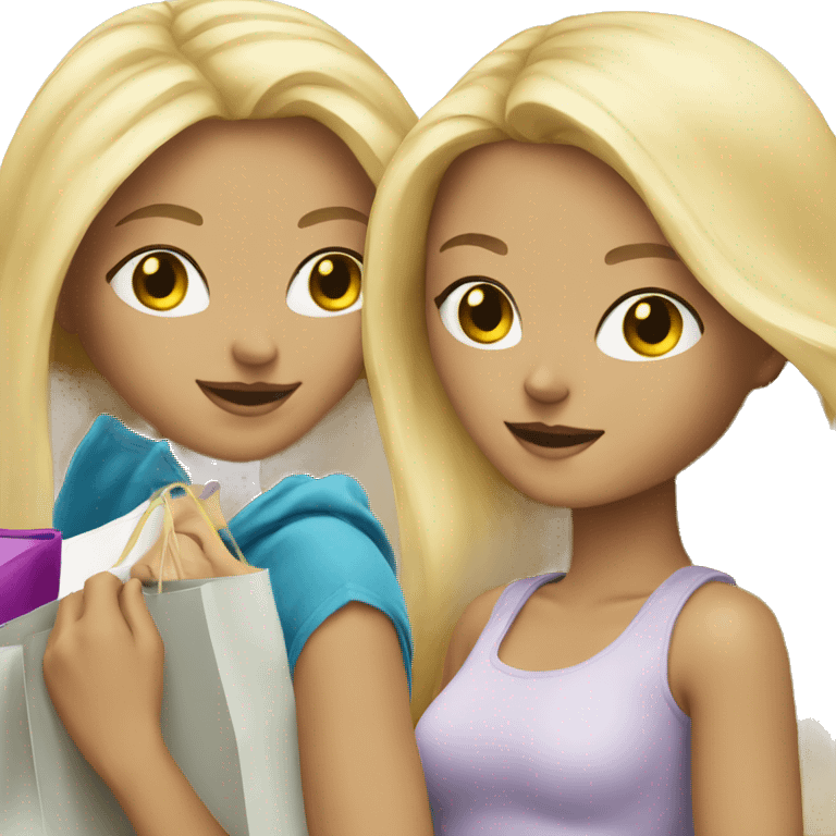 Two blonde white girls shopping emoji