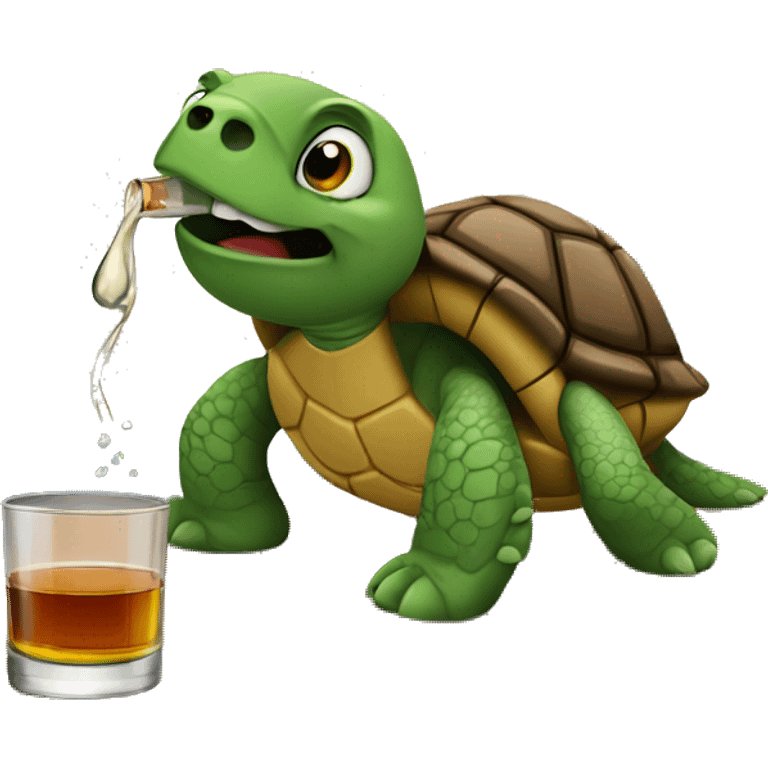 Turtle drinking whiskey emoji