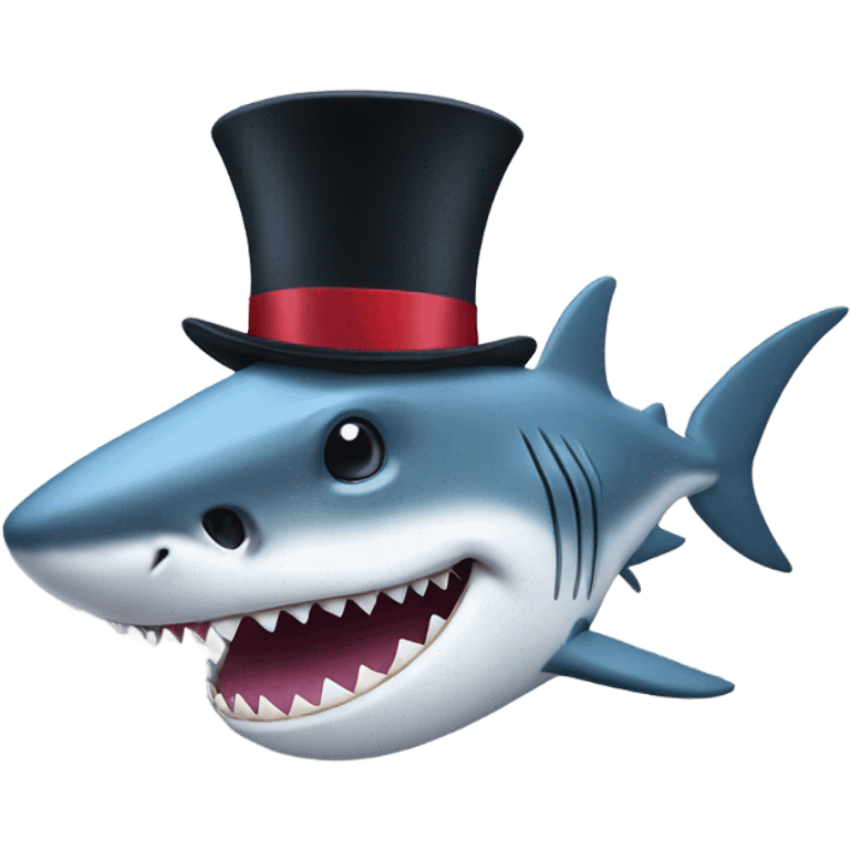 Shark with a top hat emoji