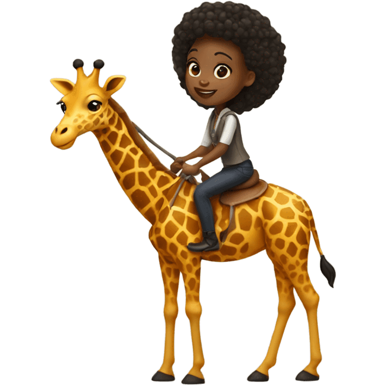 Black girl riding giraffe emoji