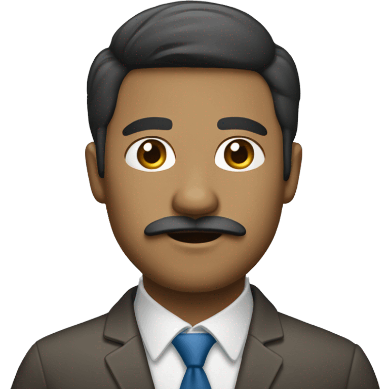 Office worker with mustache, light brown skin emoji