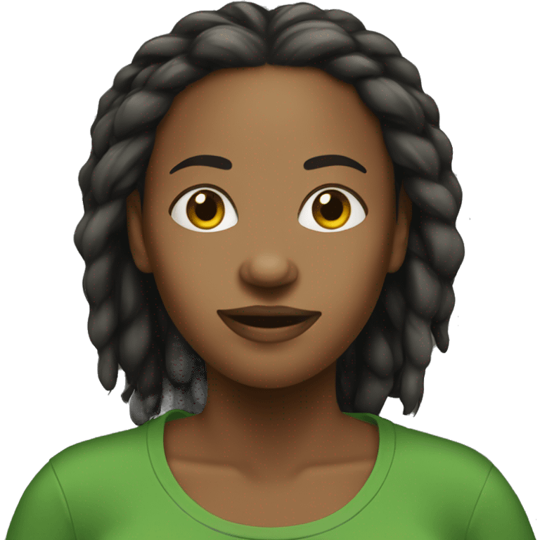 A black woman with dread locks and a green t-shirt. emoji