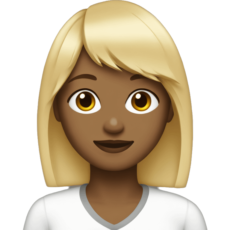 Girl with blonde layercut and bangs emoji