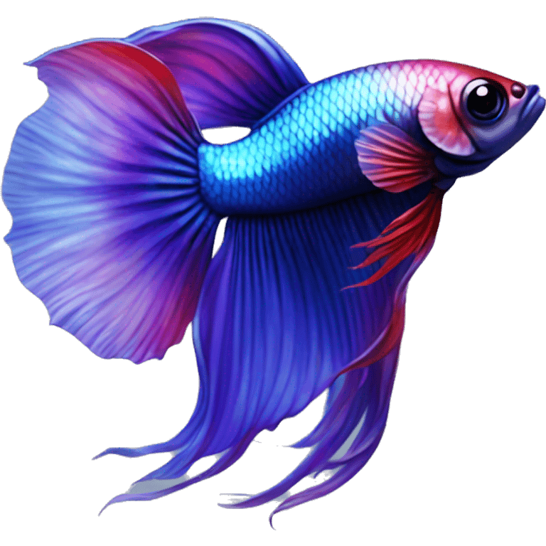 Pretty iridescent long fin betta fish realistic blue purple red emoji