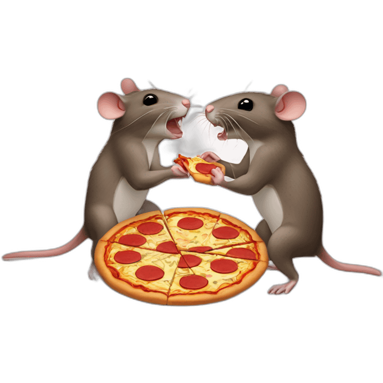 Two rats fighting over a piece of pizza emoji