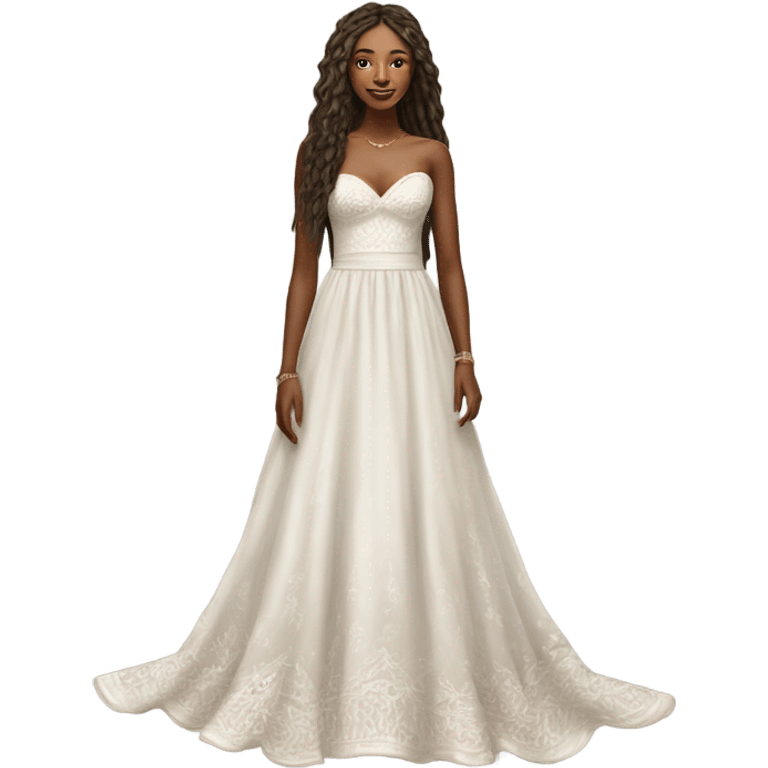 Hyper Realistic boho Wedding dress displays emoji