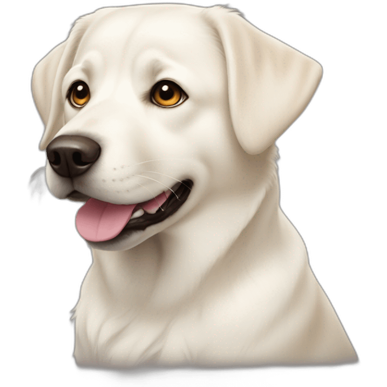 White Labrador x Japanese Spitz face emoji