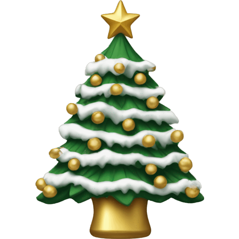 a Christmas tree with white and gold decorations emoji