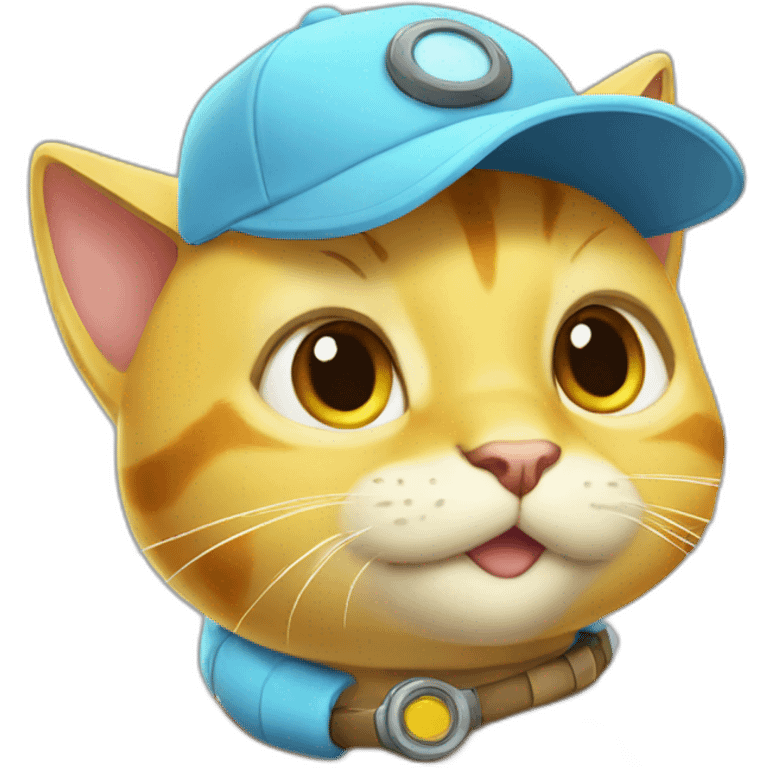 Yellow cat with cap of squirtle emoji