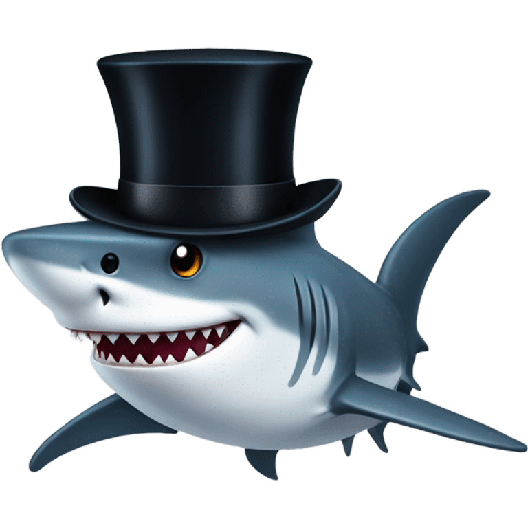 Shark with a top hat emoji