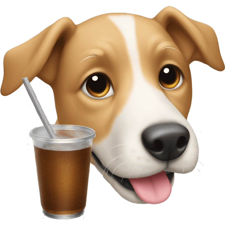 Dog drinking from straw emoji