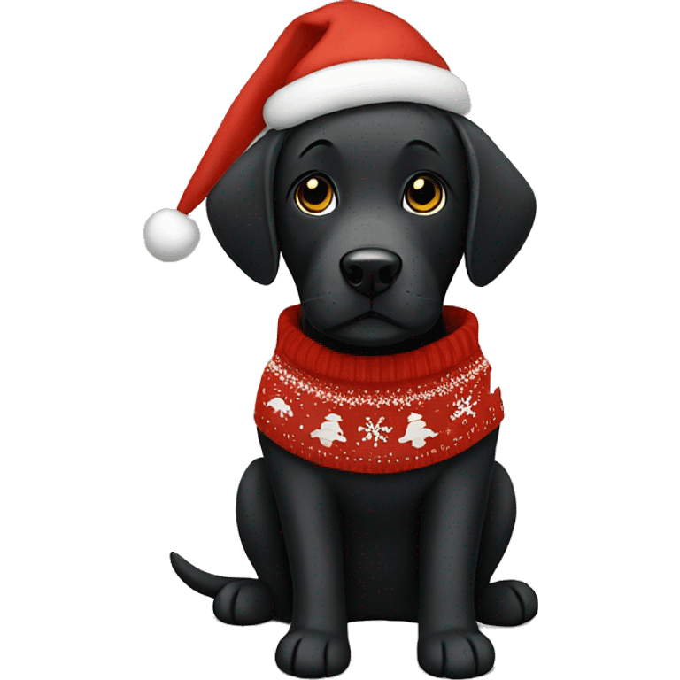 Black Labrador dog with a Christmas sweater  emoji