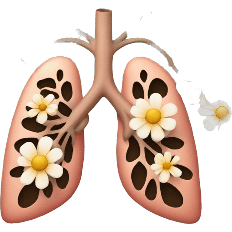 A pair of lungs with flowers emoji