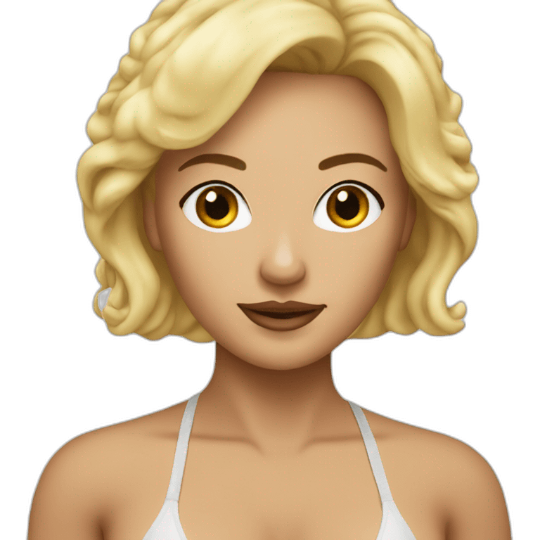 Woman blondie fifty years old in bikini emoji