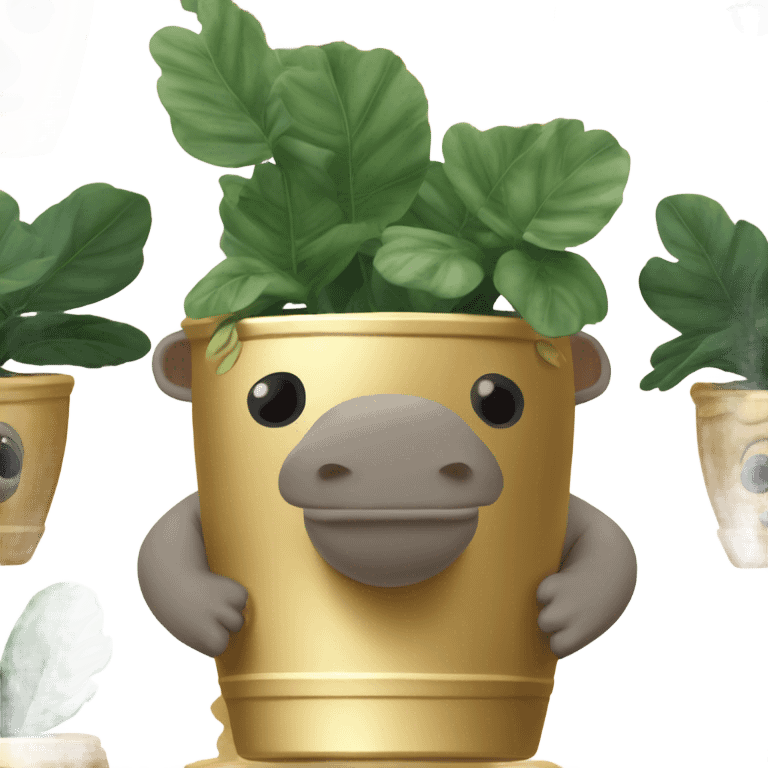 Hippo Hypoestes pink in round gold planter emoji