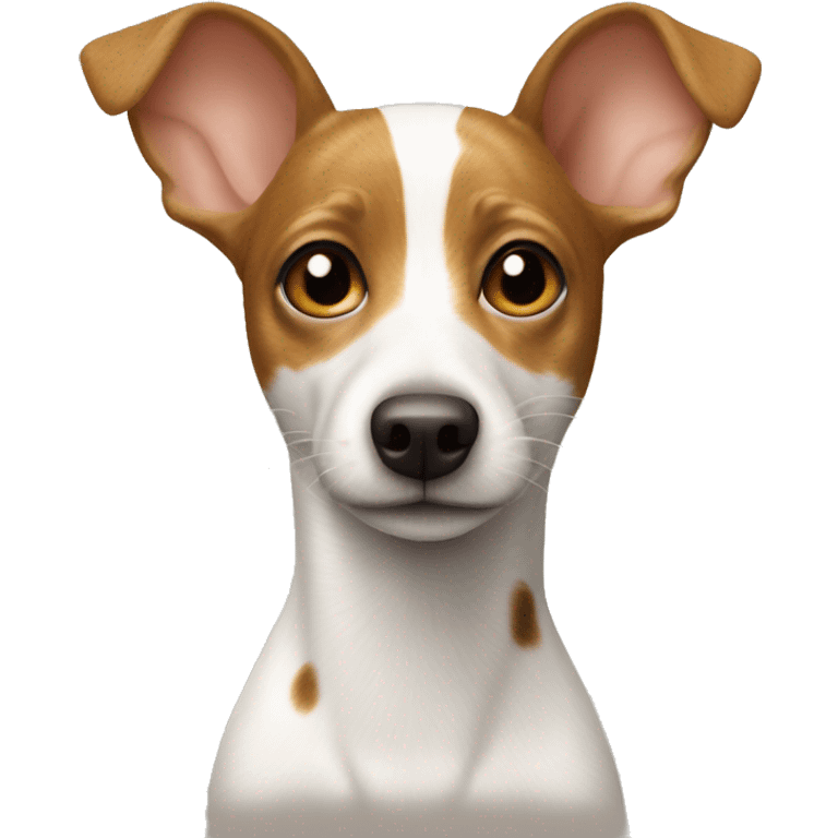 White and caramel spotted rat terrier from the neck up emoji