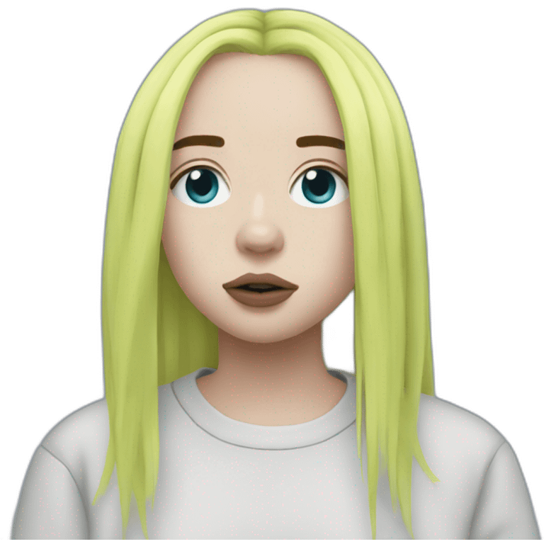 Billie eilish 2017 cheveux bleu emoji