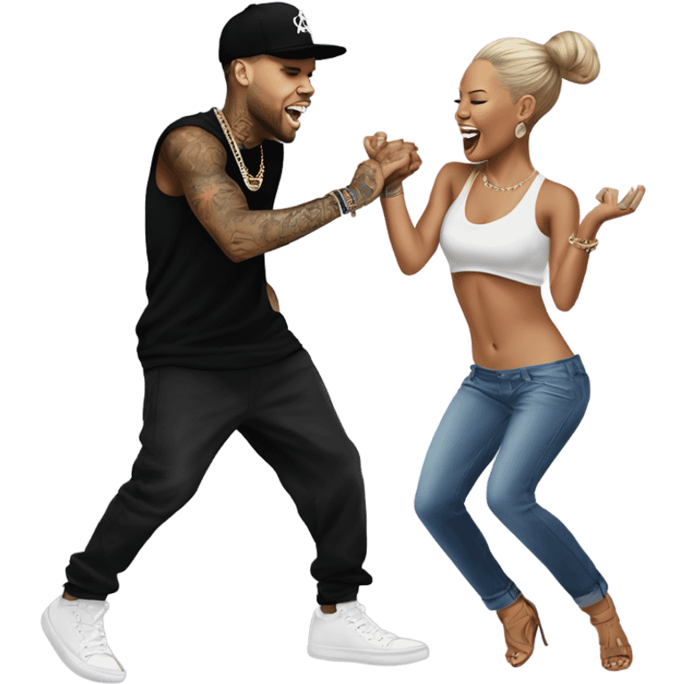 Hyper Realistic Chris Brown dancing with Karruche Tran emoji