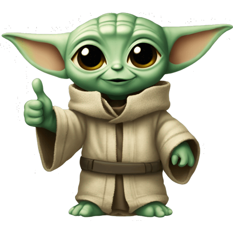 baby yoda shows hypertrophied thumb up emoji