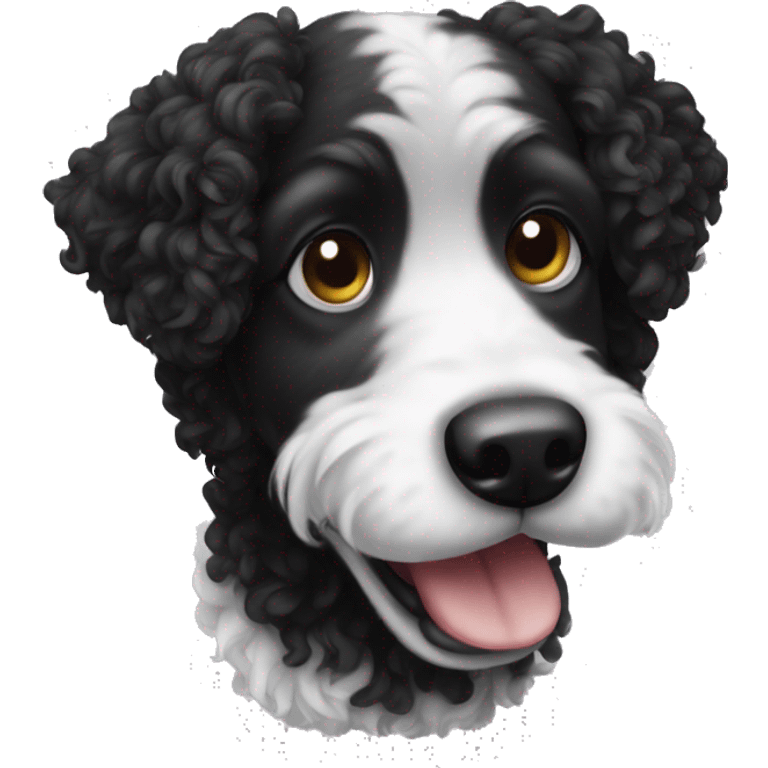 Black and white curly dog emoji