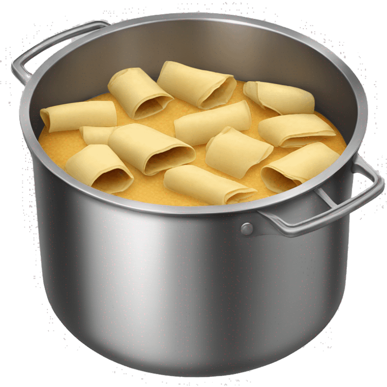 Stainless steel pot with black handlers, tamales inside emoji