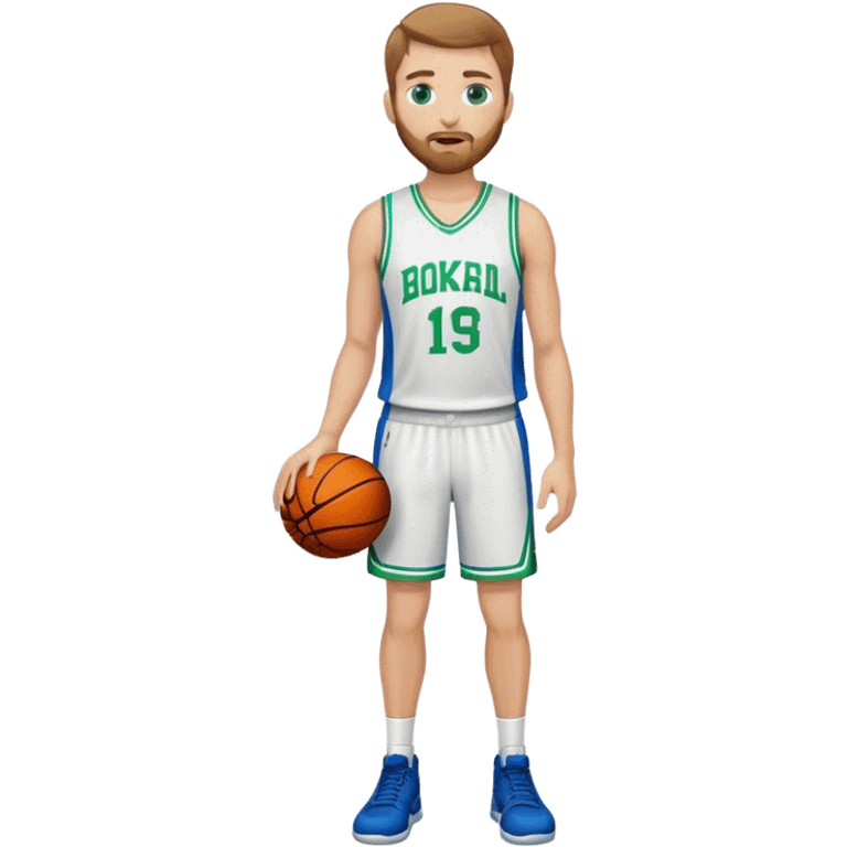 full body White male basketball coach light brown hair, short beard, green/blue eyes  emoji