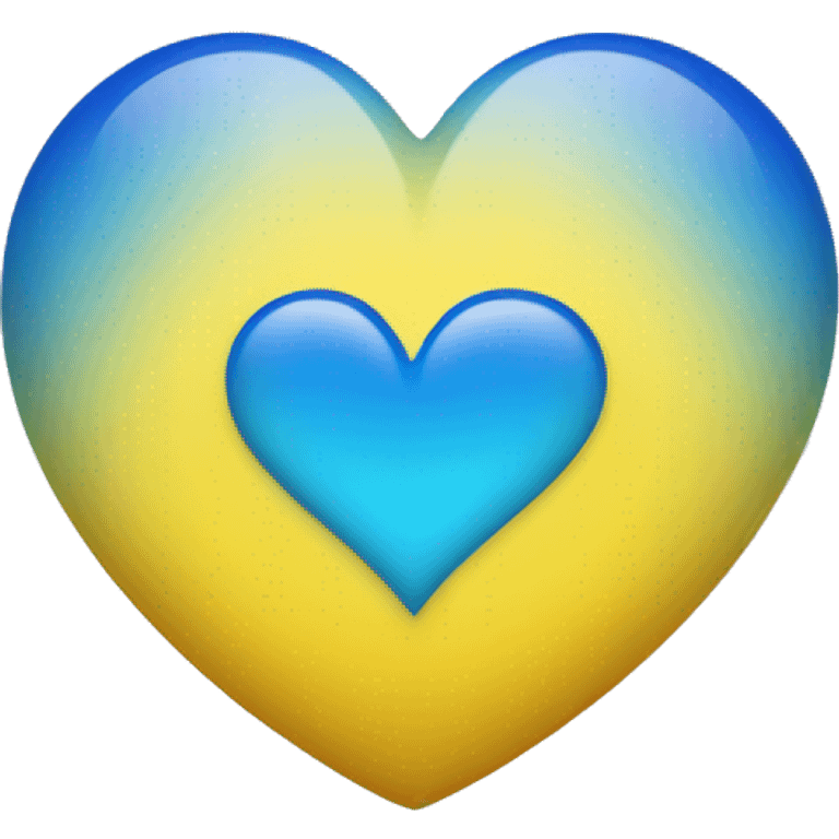 Shiny Yellow and blue ombré heart emoji