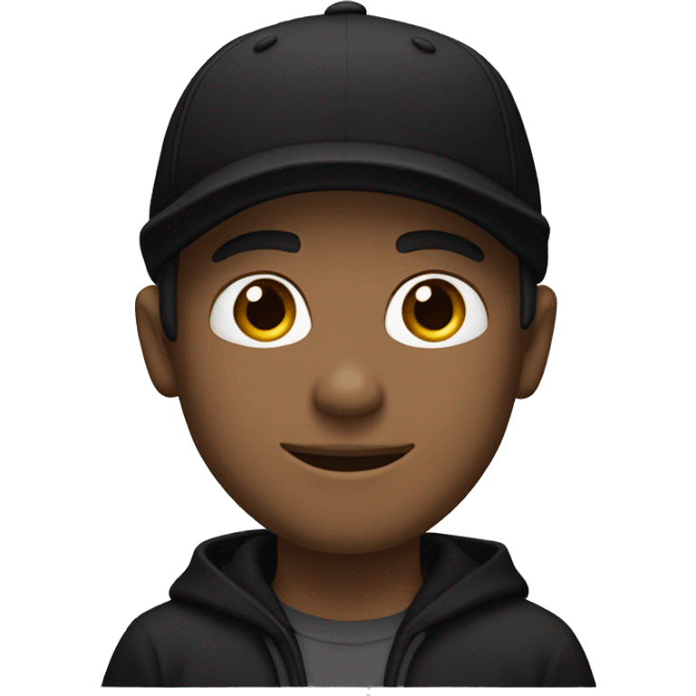 White male wearing black hoodie black baseball cap and black bandana emoji