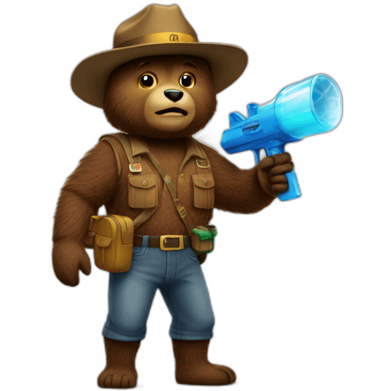 smokey bear with water gun emoji