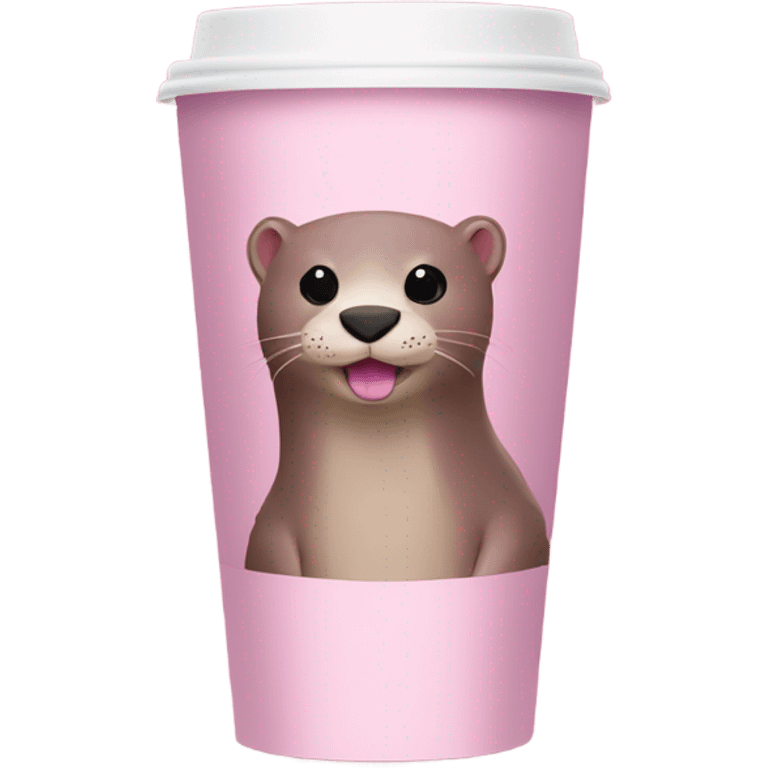 Pink otter Starbucks cup emoji