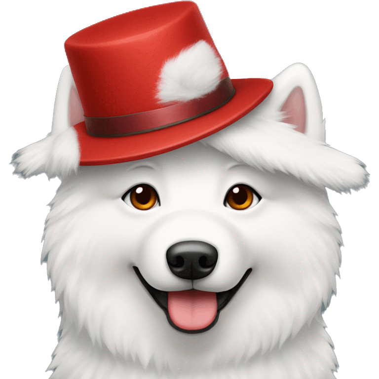 samoyed with red hat emoji