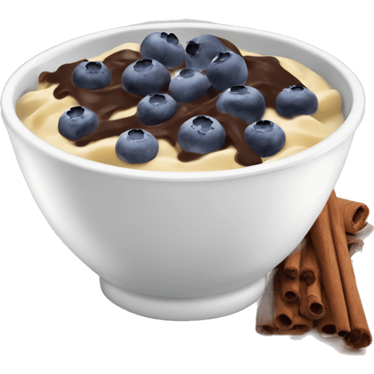 Yogurt Bowl with chocolate chips, blueberries and cinnamon emoji