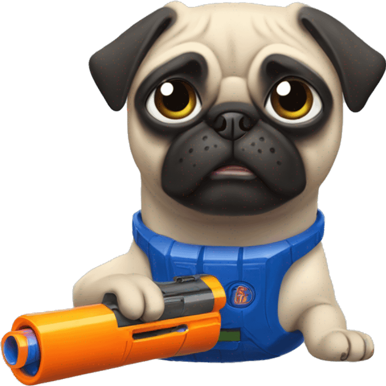 Pug holding Nerf gun emoji