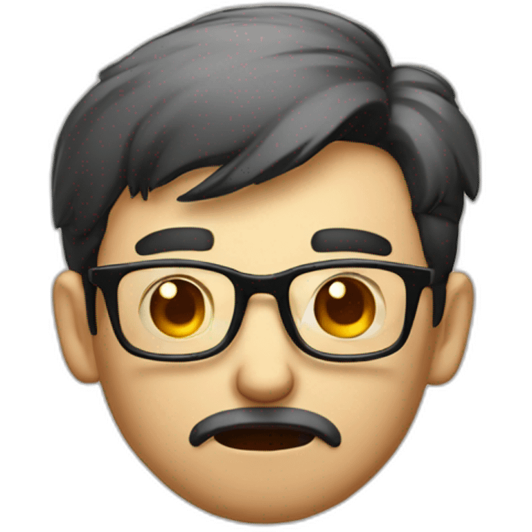 HongKong guy glasses worry face smoking emoji