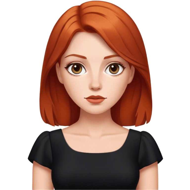 beautiful  white woman  with reddish blunt hair with black dress emoji