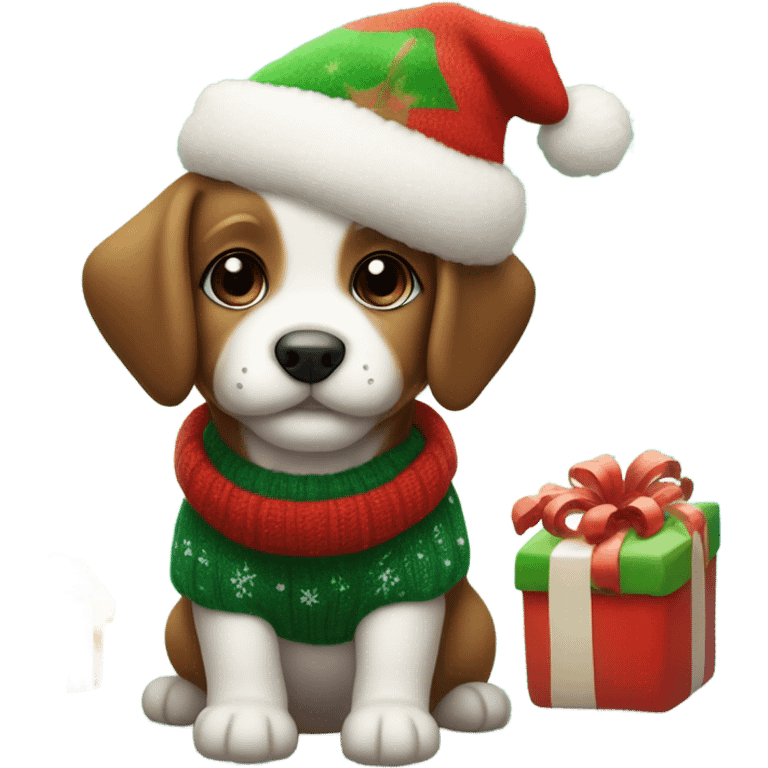 Christmas puppy emoji