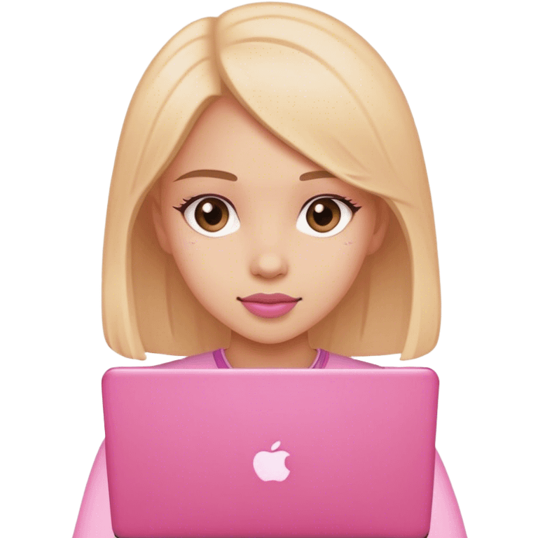 Girl with pink laptop  emoji