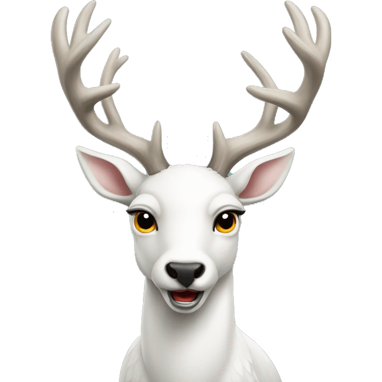 A white deer,with a fierce expression  emoji