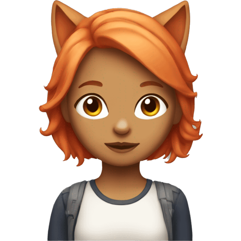 cat Peach and red-haired girl emoji